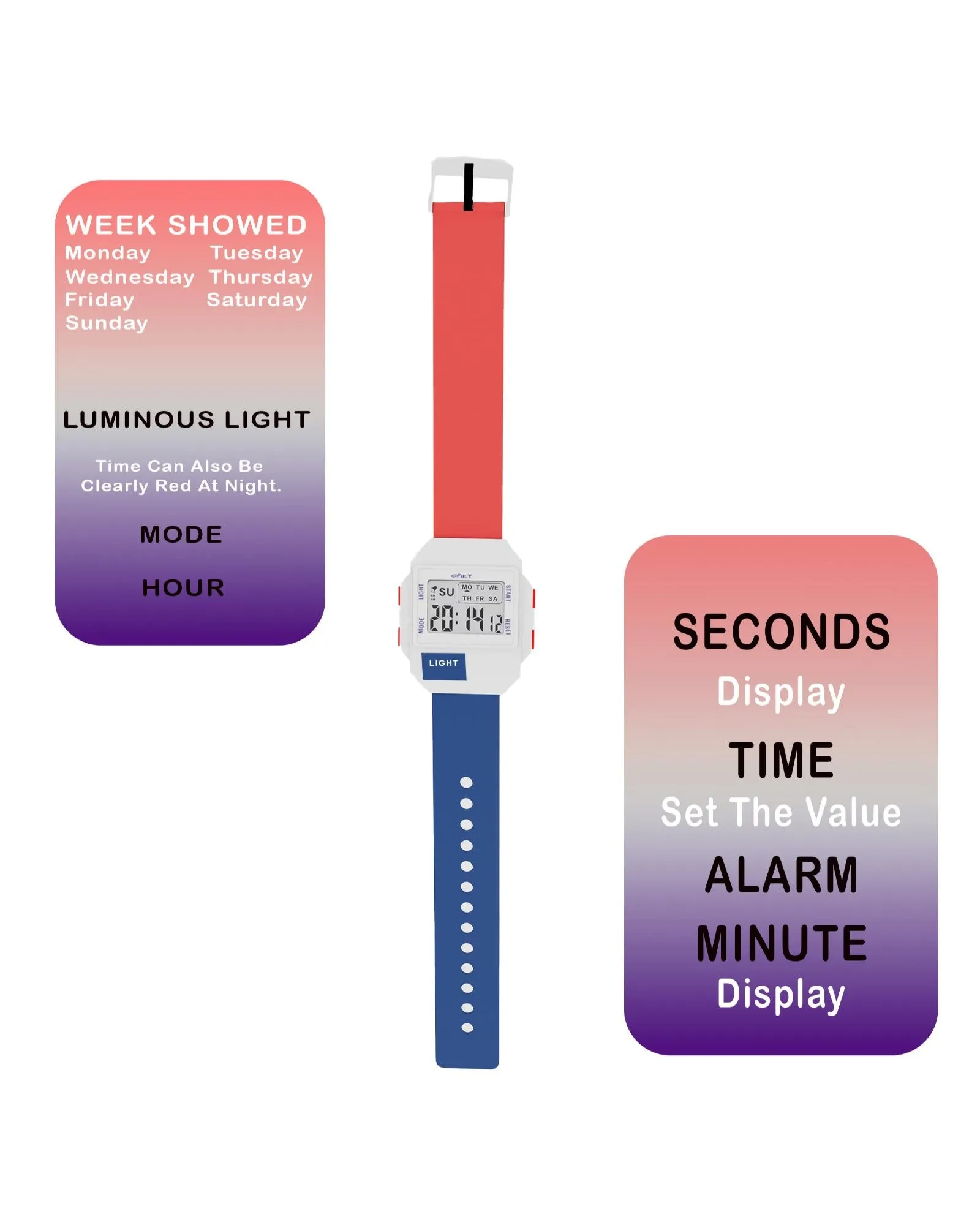 Spiky EVA34 Square Digital Sports Watch for Kids