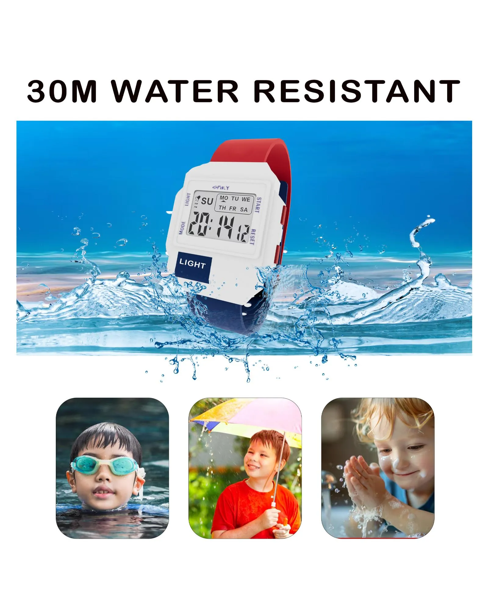 Spiky EVA34 Square Digital Sports Watch for Kids