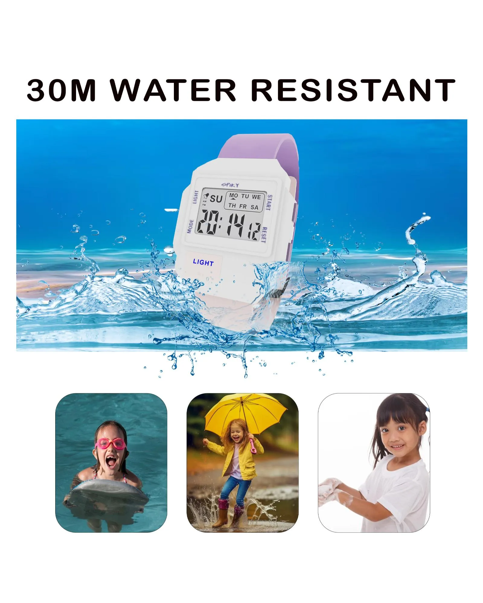 Spiky EVA34 Square Digital Sports Watch for Kids