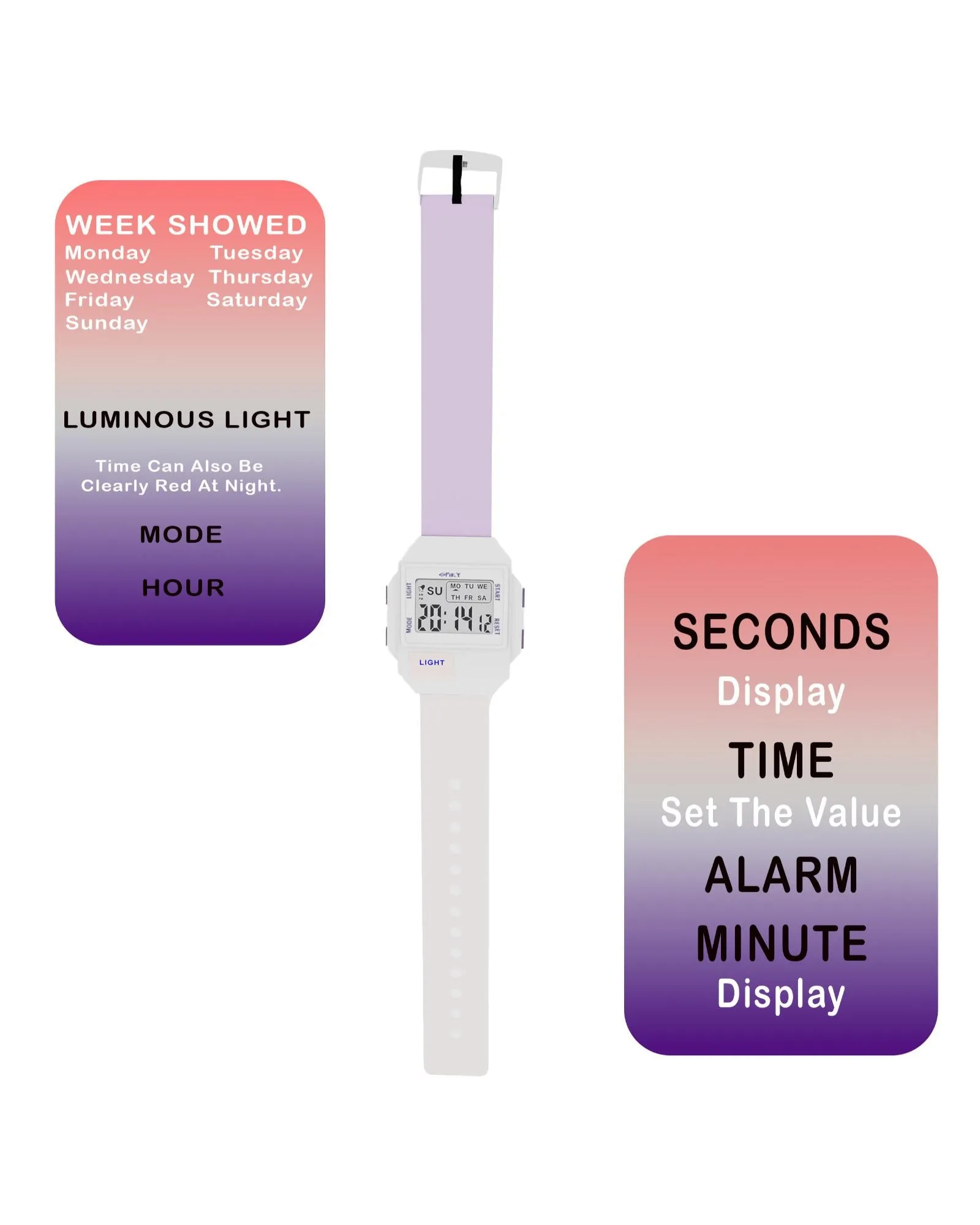 Spiky EVA34 Square Digital Sports Watch for Kids