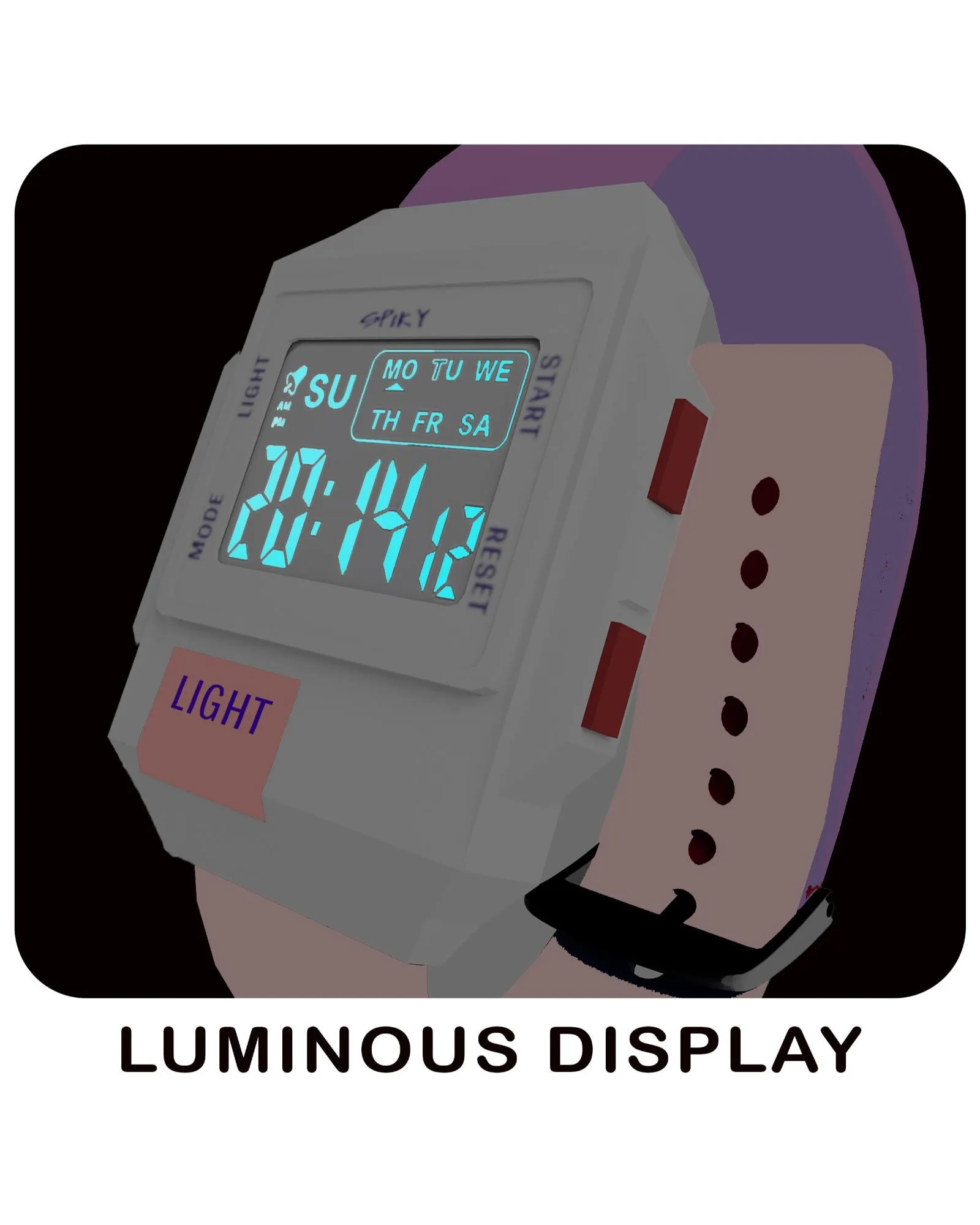 Spiky EVA34 Square Digital Sports Watch for Kids