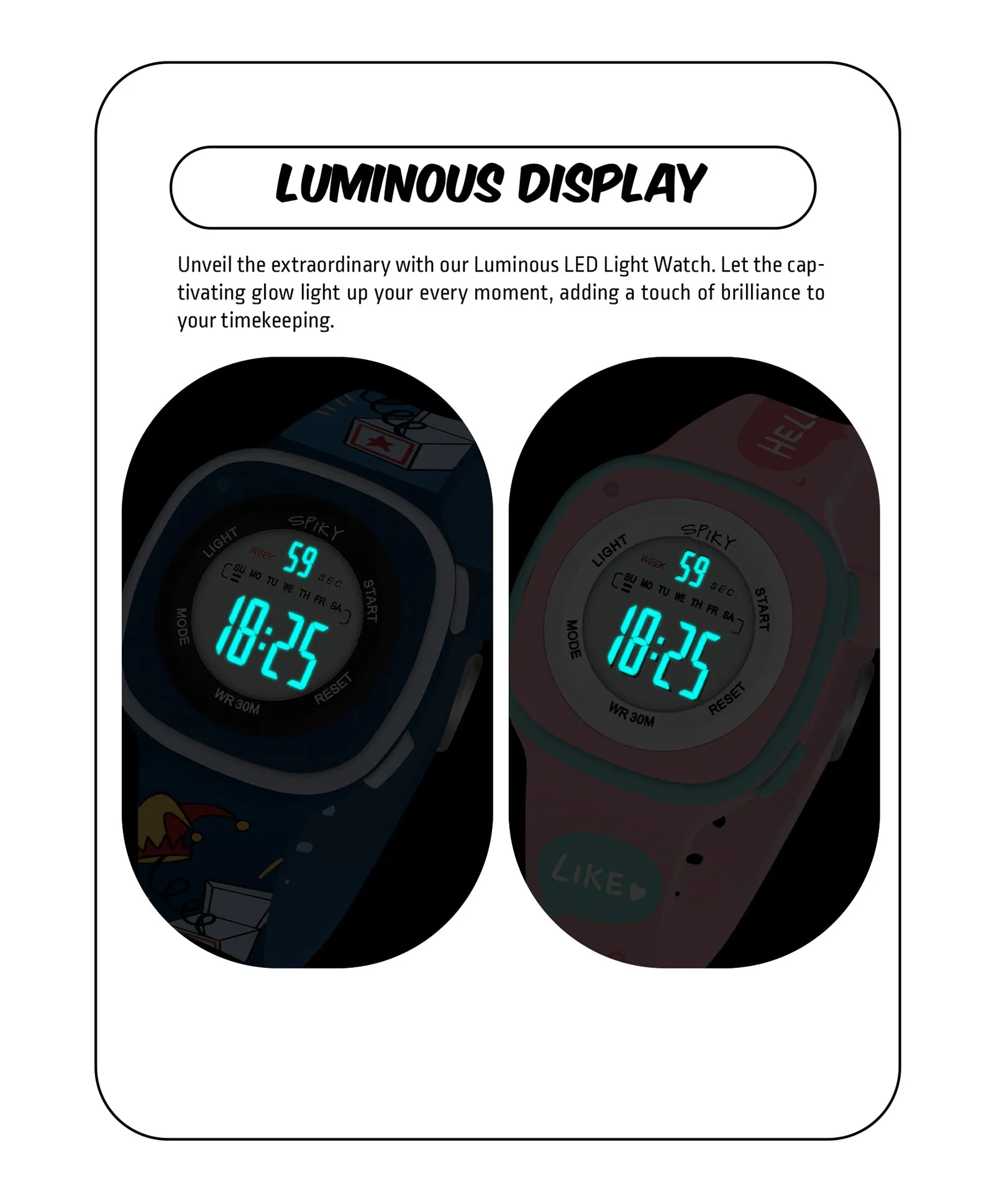 Spiky Square Digital Kids Sports Watches Combo