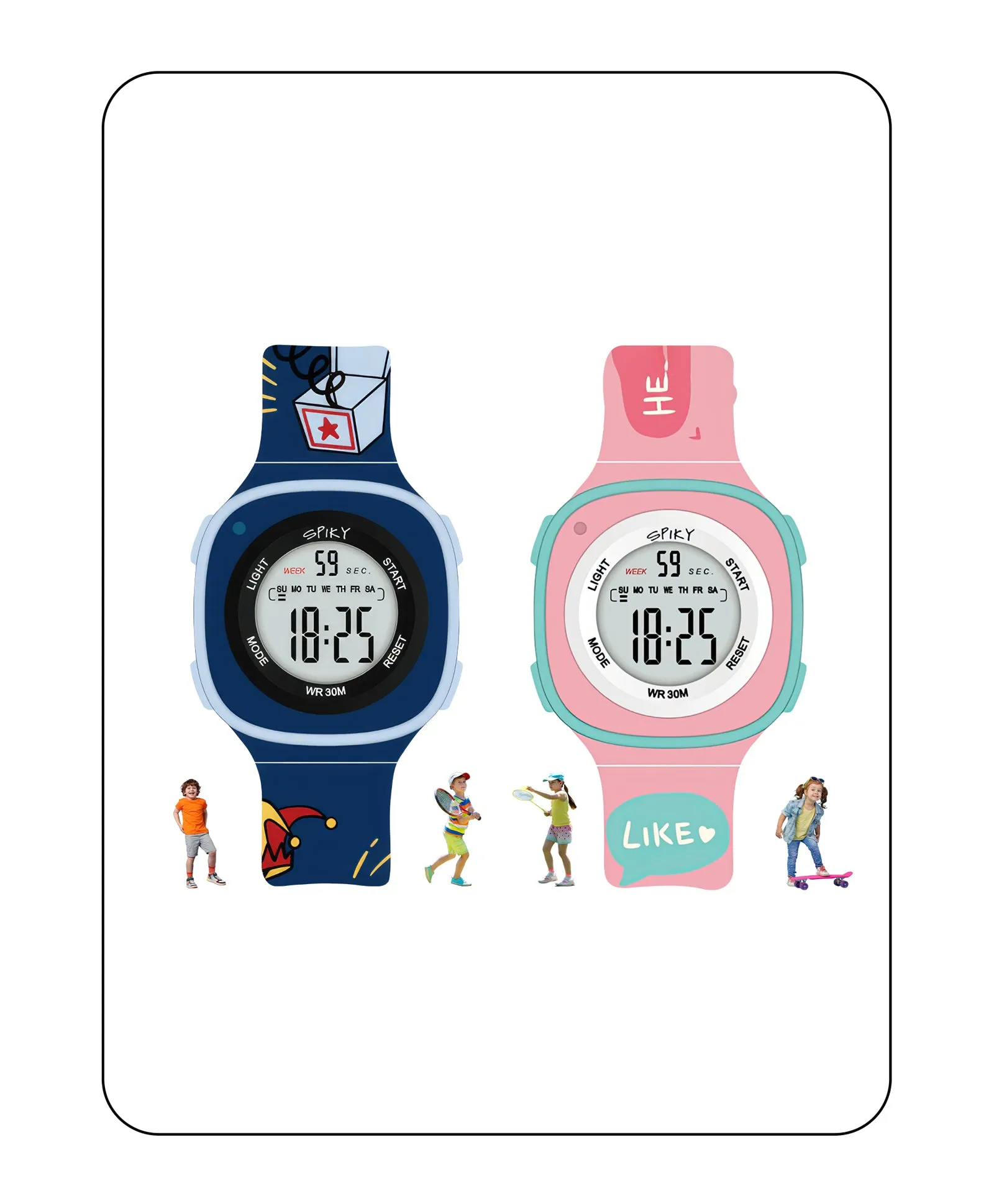 Spiky Square Digital Kids Sports Watches Combo
