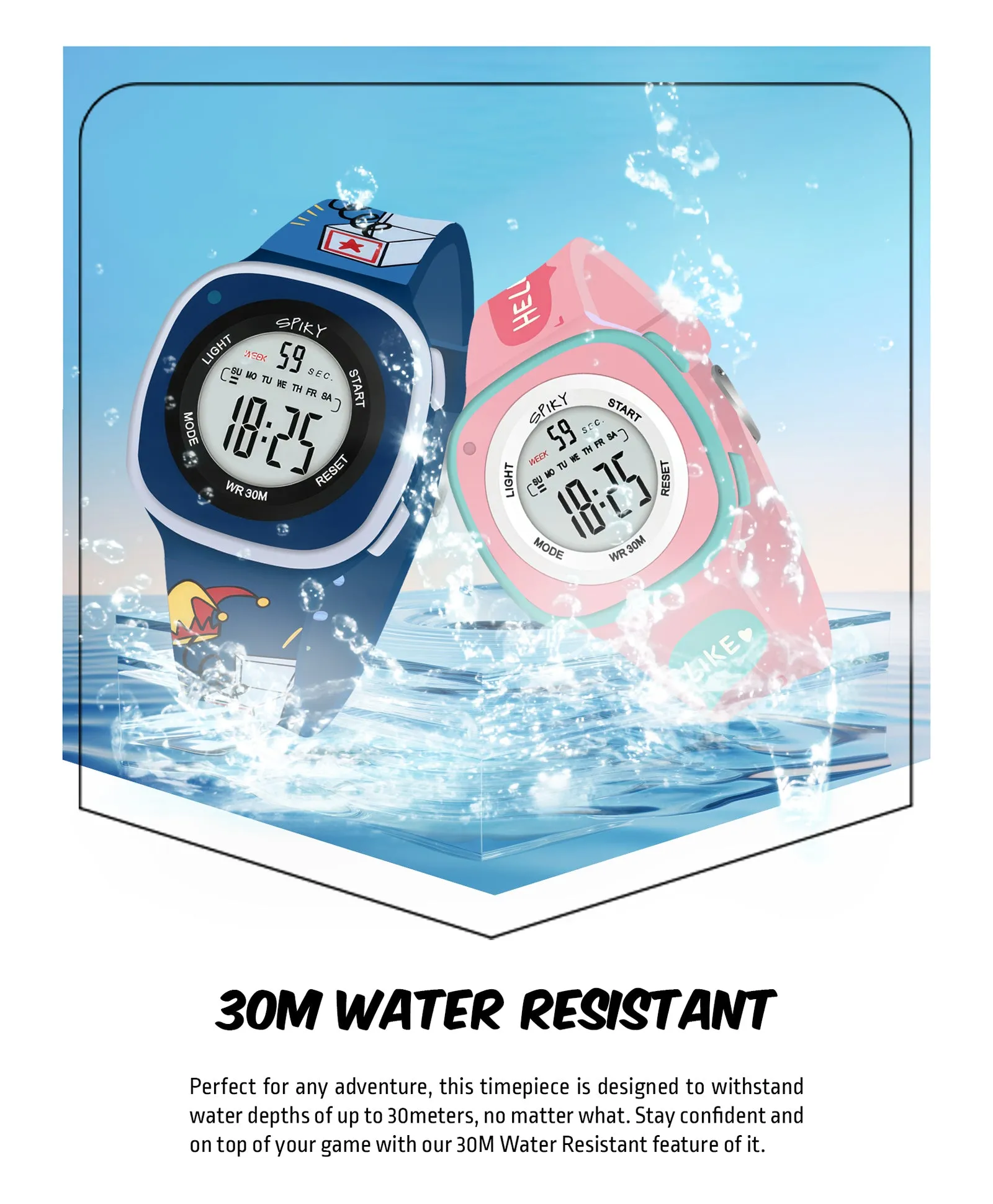Spiky Square Digital Kids Sports Watches Combo