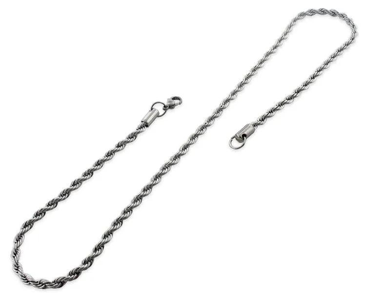Stainless Steel 24" Rope Chain Necklace 4.0 MM