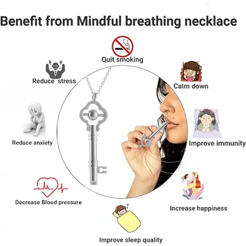 Stainless Steel Mindful Breathing Meditation Necklace
