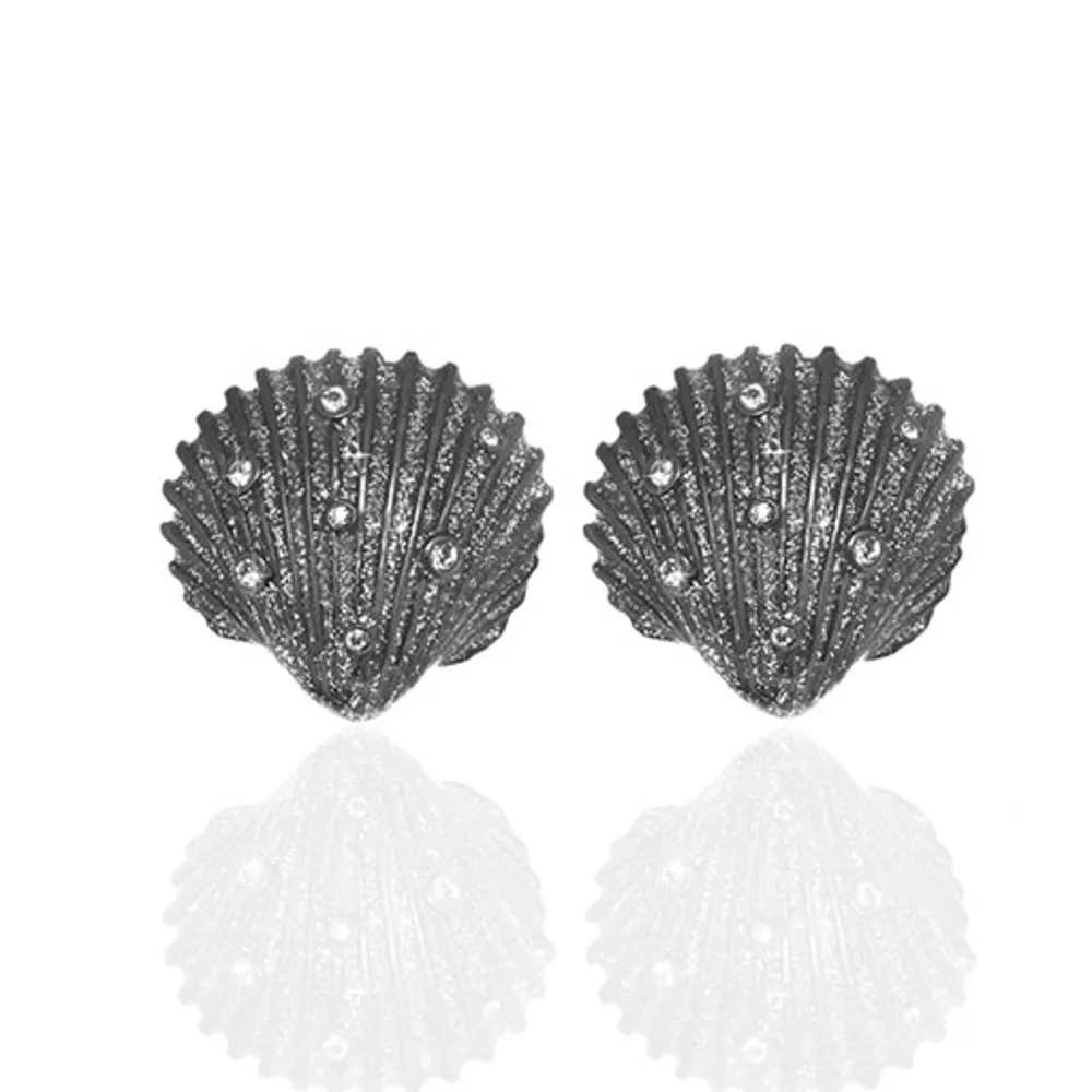 Stardust Seashell Crystal Button Earrings