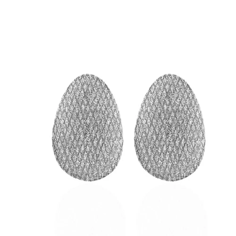 Stardust Silvertone Button Earring