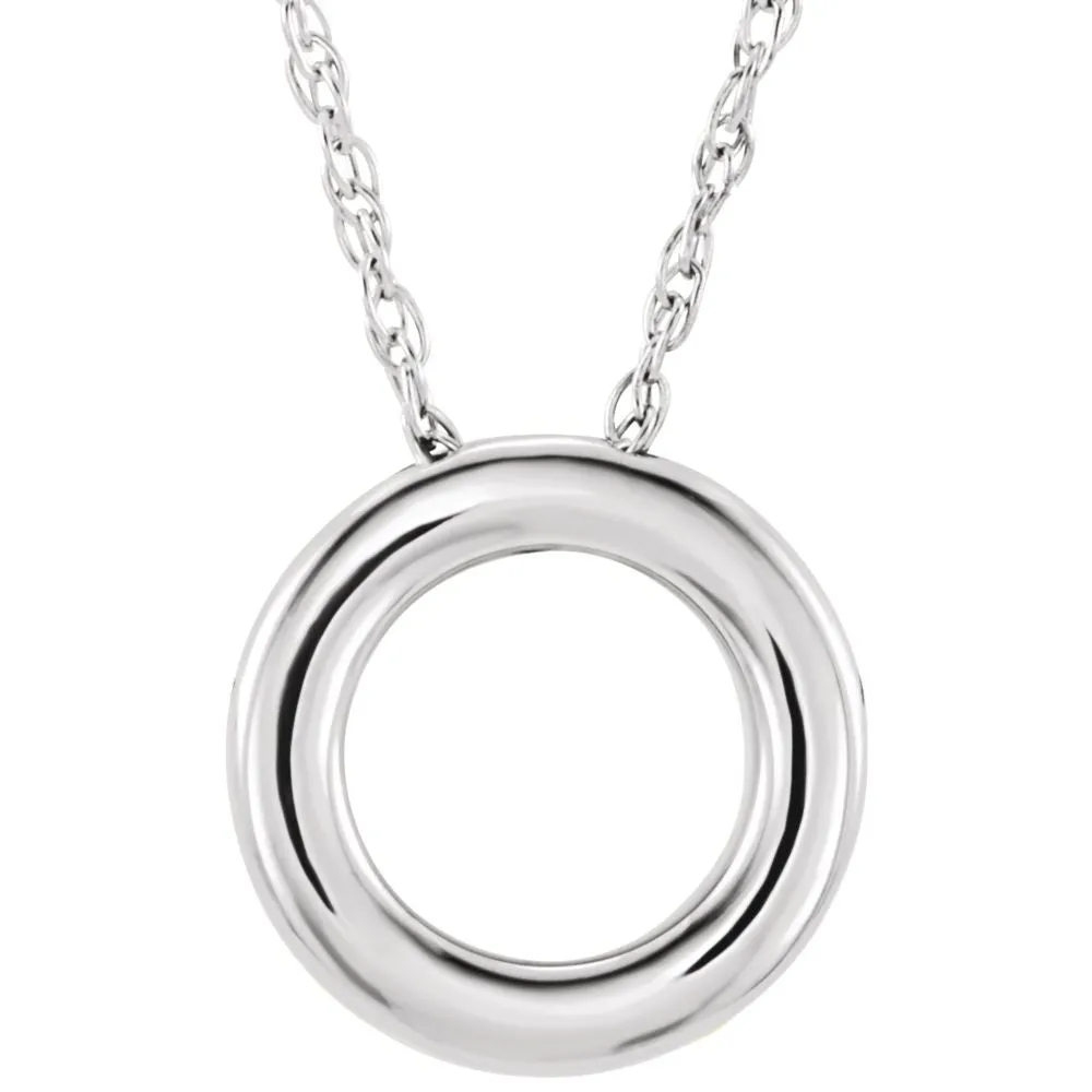 Sterling Silver 13mm Circle 18" Necklace