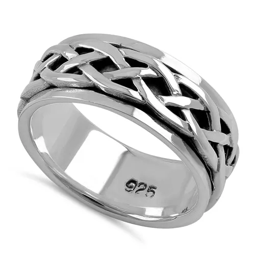 Sterling Silver 8MM Knot Spinner Ring