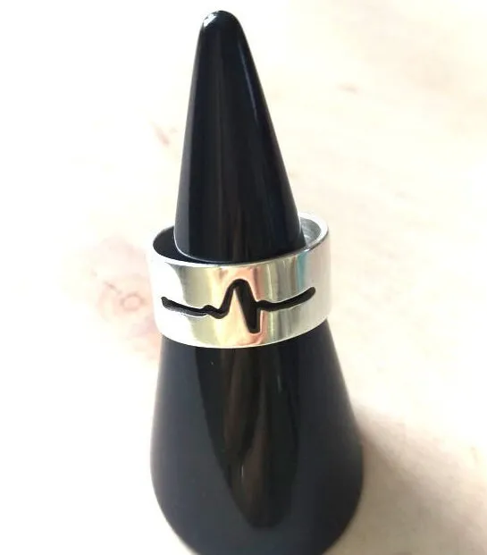 Sterling silver EKG Heart Beat Fitted Ring