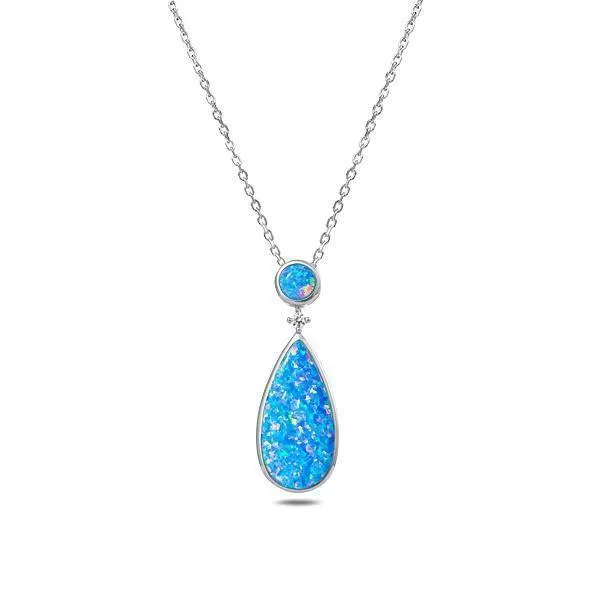Sterling Silver Opal Bay Splash Teardrop Pendant Necklace by Alamea