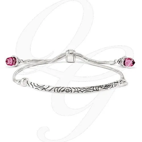 Sterling Silver Pink Swarovski Crystal Briolette Adjustable Bracelet