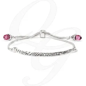 Sterling Silver Pink Swarovski Crystal Briolette Adjustable Bracelet