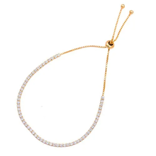 Sterling Silver Rose Gold Plated Adjustable CZ Bracelet