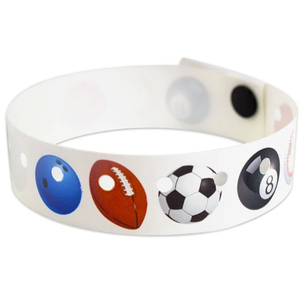 SuperBand® Expressions Plastic Wristbands 3/4" Sports Design 4079 - White (500/Box)