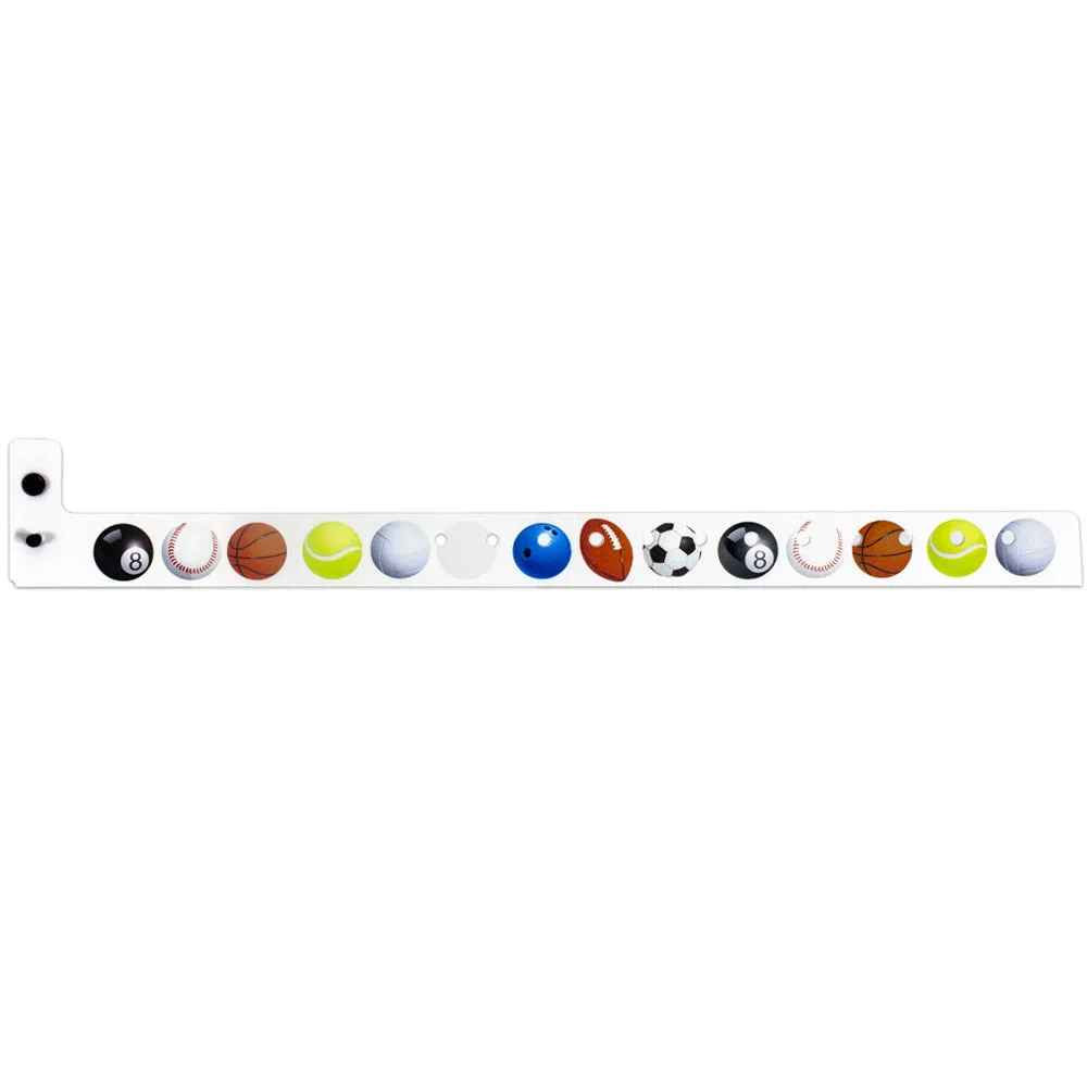 SuperBand® Expressions Plastic Wristbands 3/4" Sports Design 4079 - White (500/Box)