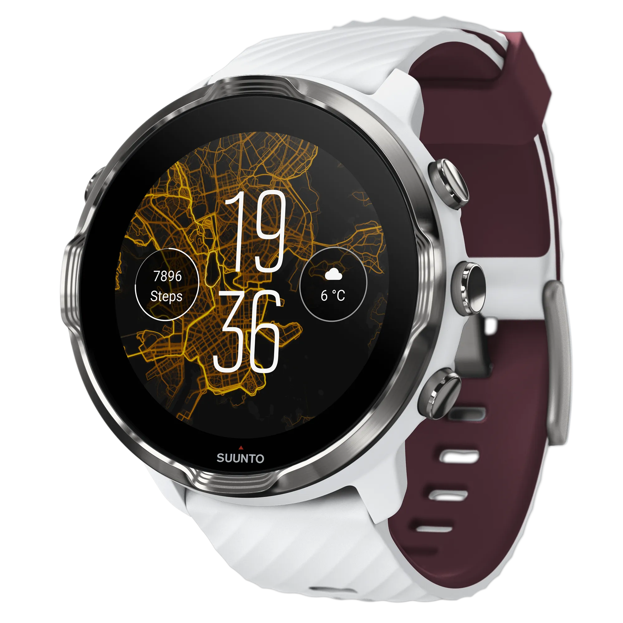 Suunto 7 White Burgundy GPS Smartwatch with Versatile Sports Experience (SS050380000)