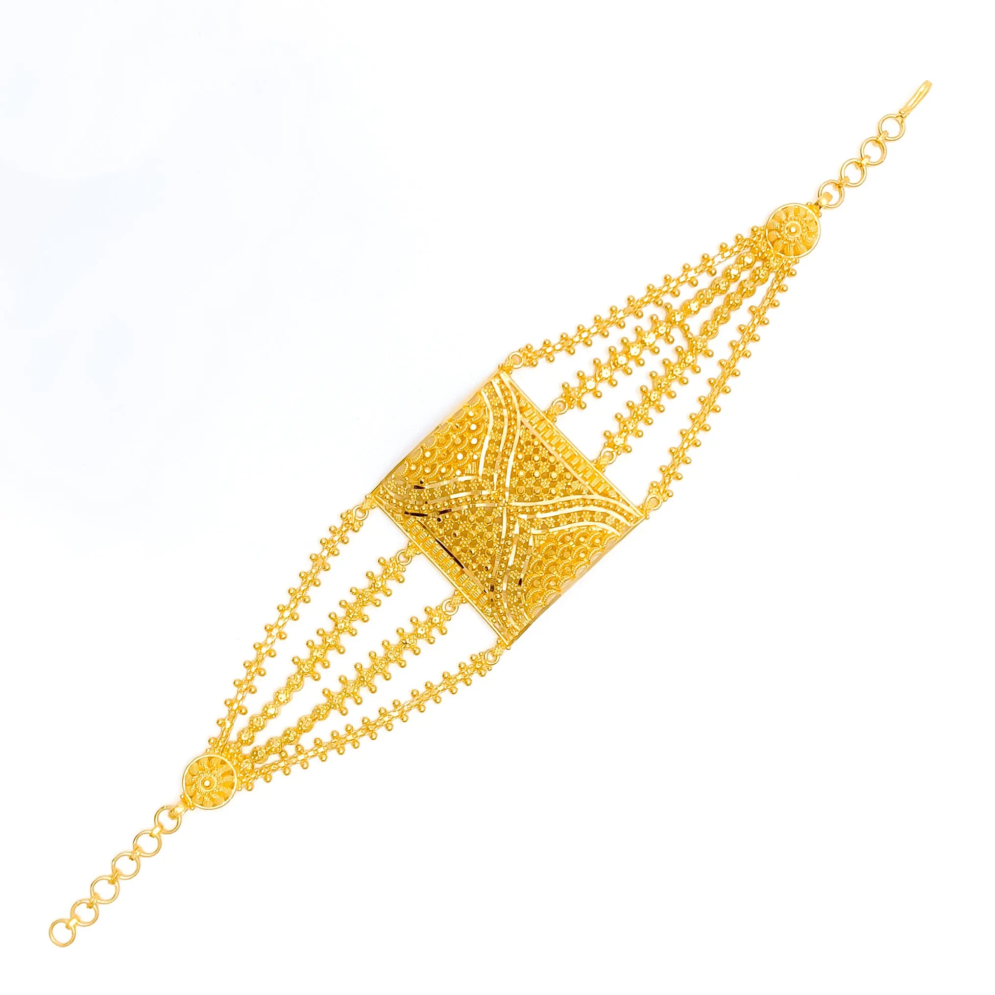 Tasteful Beaded Flower 22k Gold Statement Bracelet
