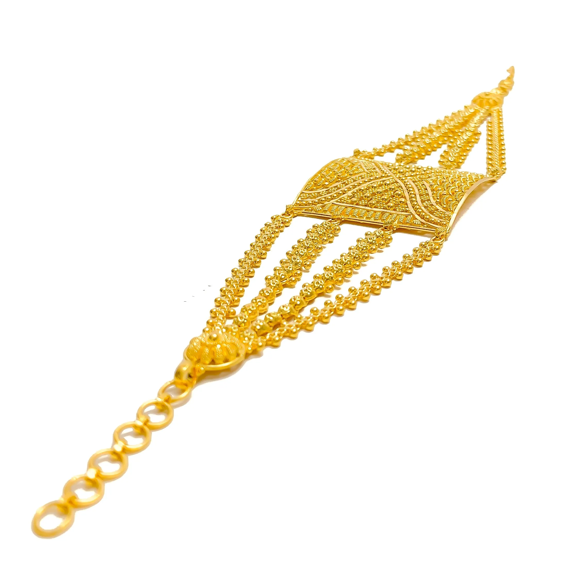 Tasteful Beaded Flower 22k Gold Statement Bracelet