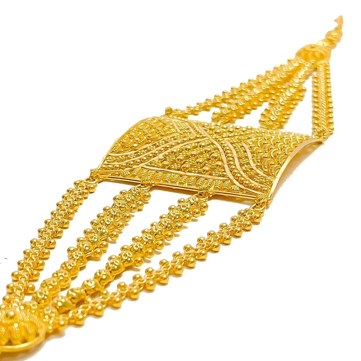 Tasteful Beaded Flower 22k Gold Statement Bracelet