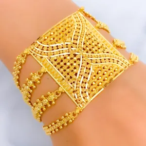 Tasteful Beaded Flower 22k Gold Statement Bracelet
