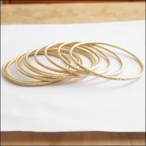 Texture Bangles: Gold-Colored Round Bangle Bracelet in Sterling Silver | Minimalistic Stacking Bracelet Bangles for Stylish Looks | 0210