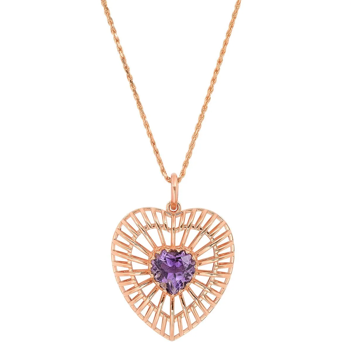 The Ashleigh Bergman Collective x Nina Segal Caged Amethyst Heart Necklace