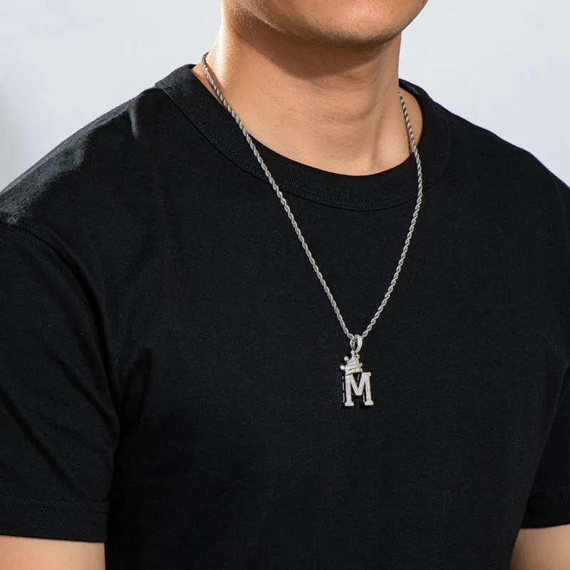 The Letter M Created Diamond Crown Hip Hop Rope Chain Pendant Necklace 23.62''