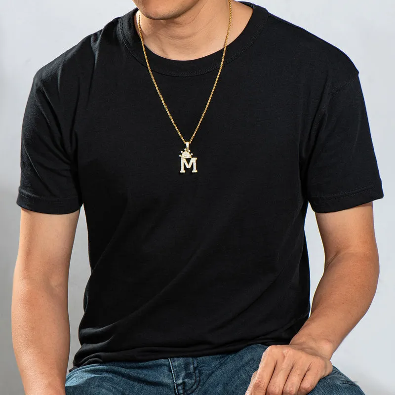 The Letter M Created Diamond Crown Hip Hop Rope Chain Pendant Necklace 23.62''