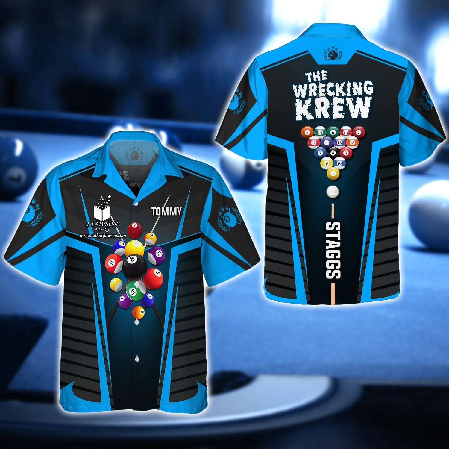 TOMMY STAGGS, The Wrecking Krew Team In Blue Billard Balls 3D Shirt - QB95