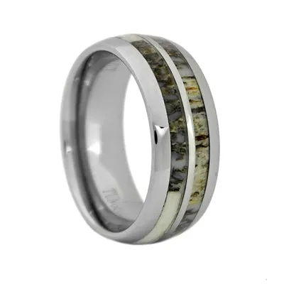 Tungsten Carbide Wedding Ring With Antler Inlay, Size 9 (91594)