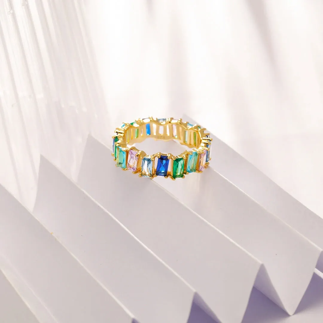 Turquoise Eternity Ring Cascade Collection by Vicky Kim