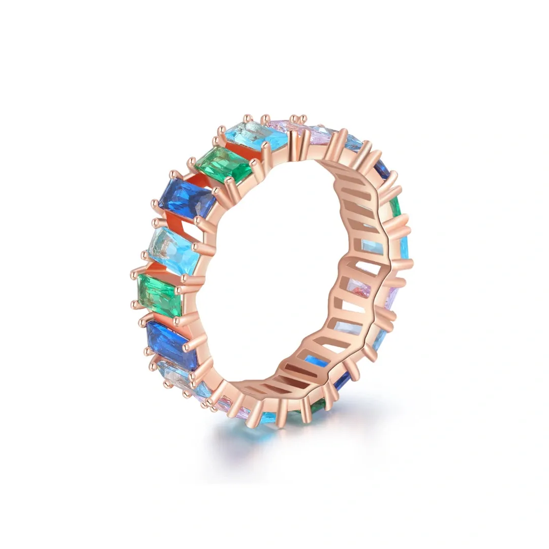 Turquoise Eternity Ring Cascade Collection by Vicky Kim