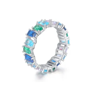 Turquoise Eternity Ring Cascade Collection by Vicky Kim