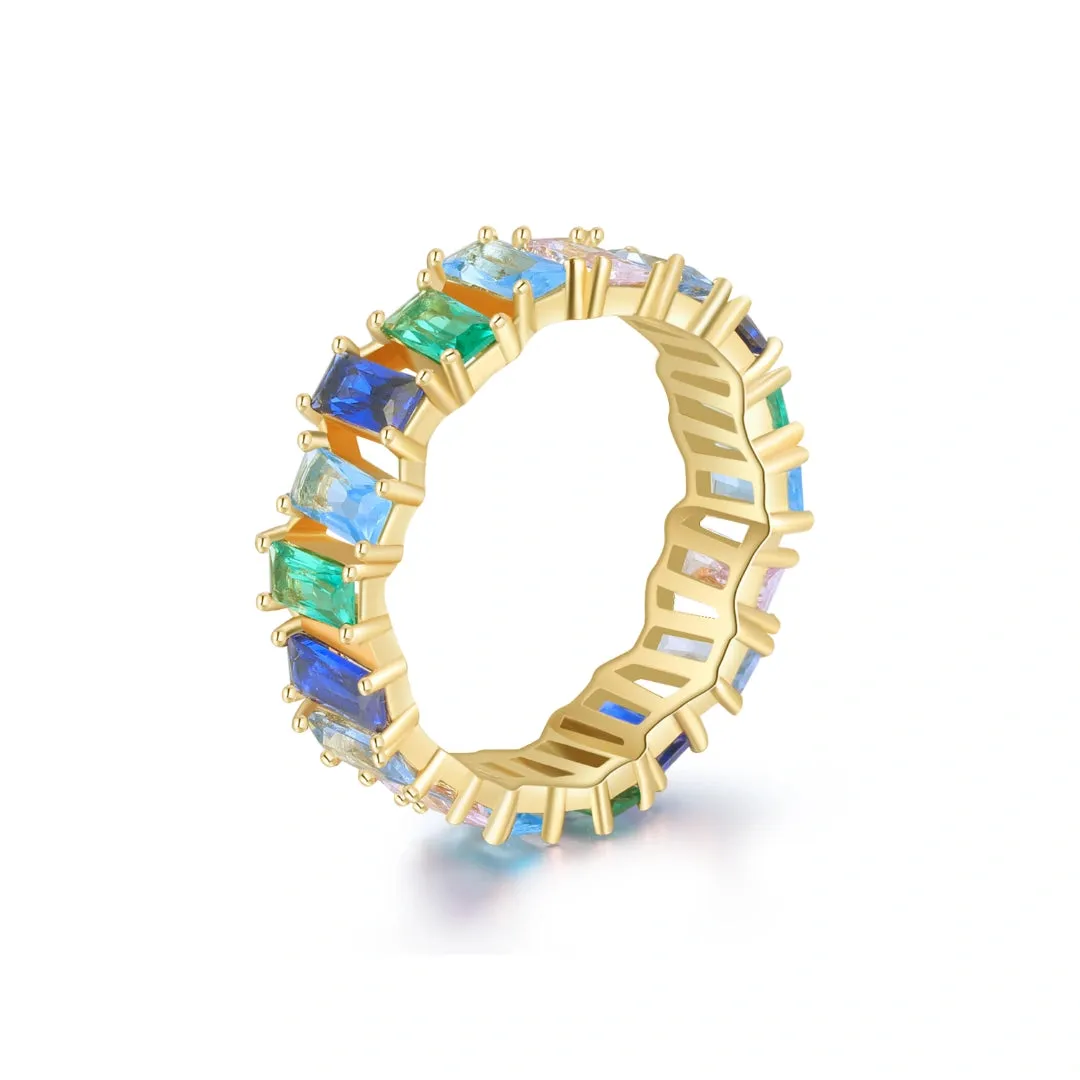 Turquoise Eternity Ring Cascade Collection by Vicky Kim