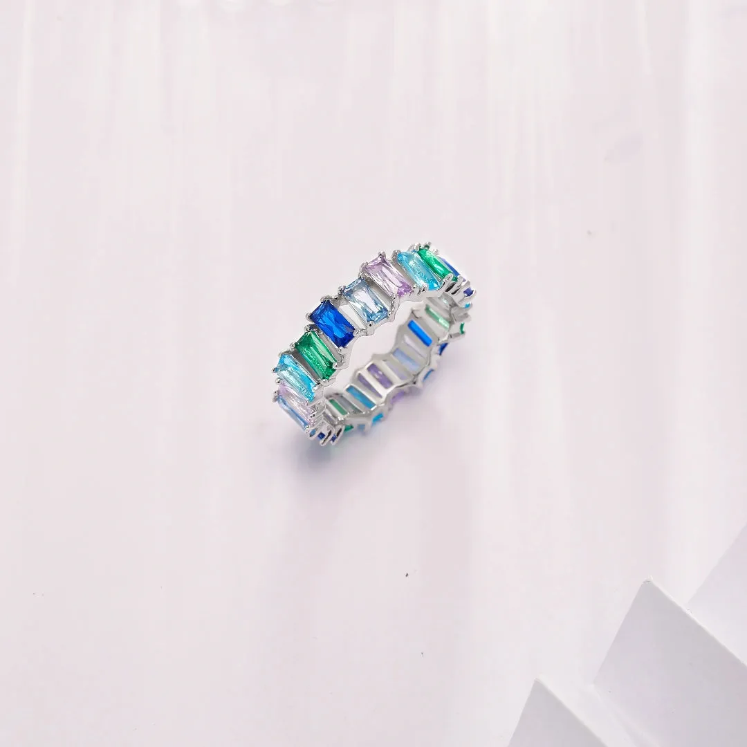 Turquoise Eternity Ring Cascade Collection by Vicky Kim