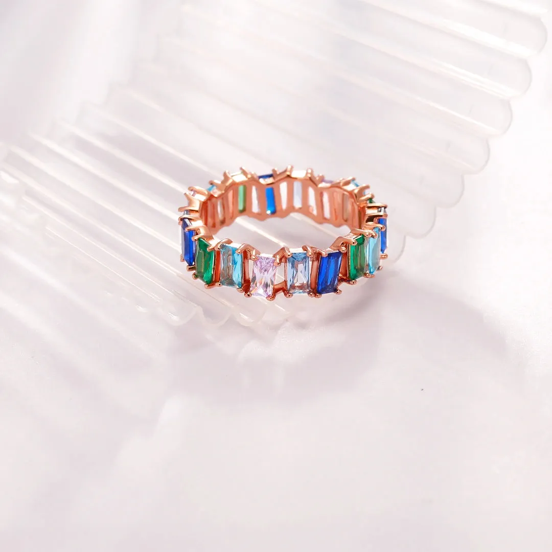 Turquoise Eternity Ring Cascade Collection by Vicky Kim