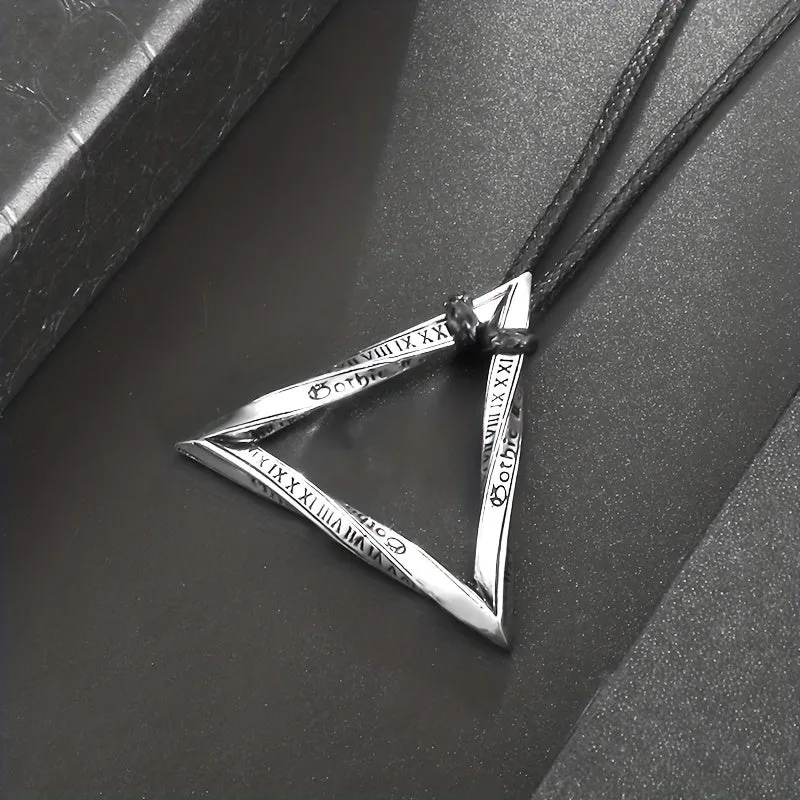 Twisted Ring Triangle Leather Rope Pendant Necklace Hip Hop Pendant Jewelry