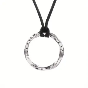 Twisted Ring Triangle Leather Rope Pendant Necklace Hip Hop Pendant Jewelry