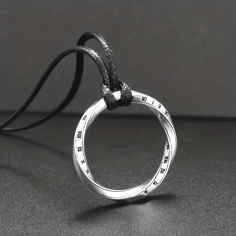 Twisted Ring Triangle Leather Rope Pendant Necklace Hip Hop Pendant Jewelry