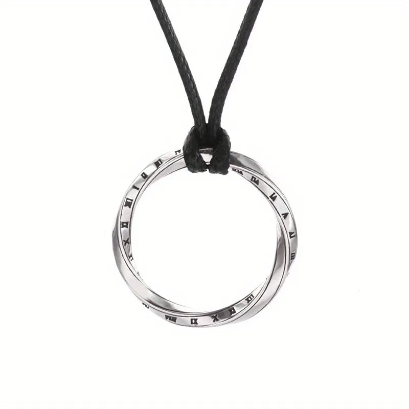 Twisted Ring Triangle Leather Rope Pendant Necklace Hip Hop Pendant Jewelry
