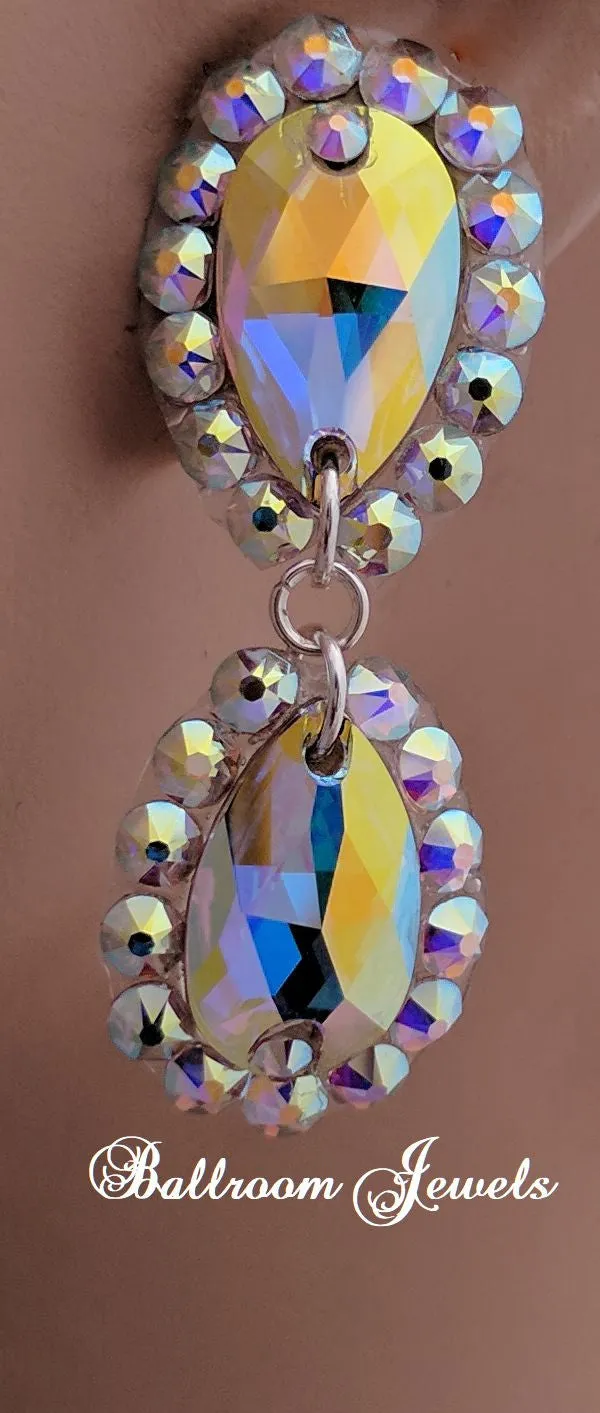 Two pear dangle earrings