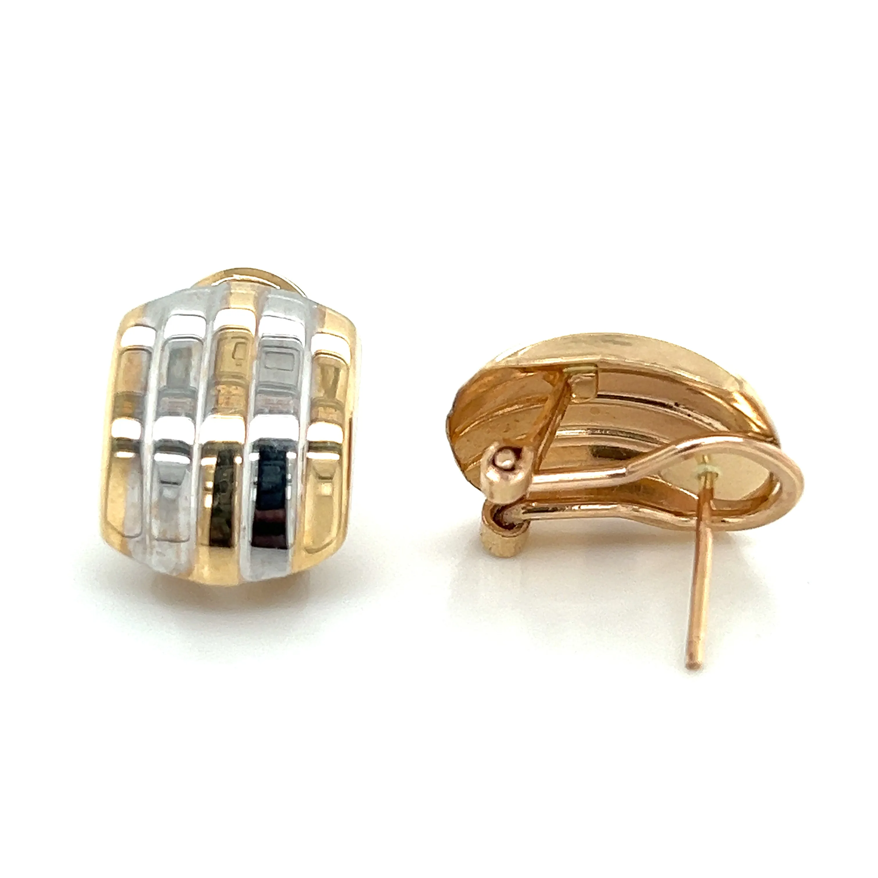 Two Tone Omega Earrings - 75037