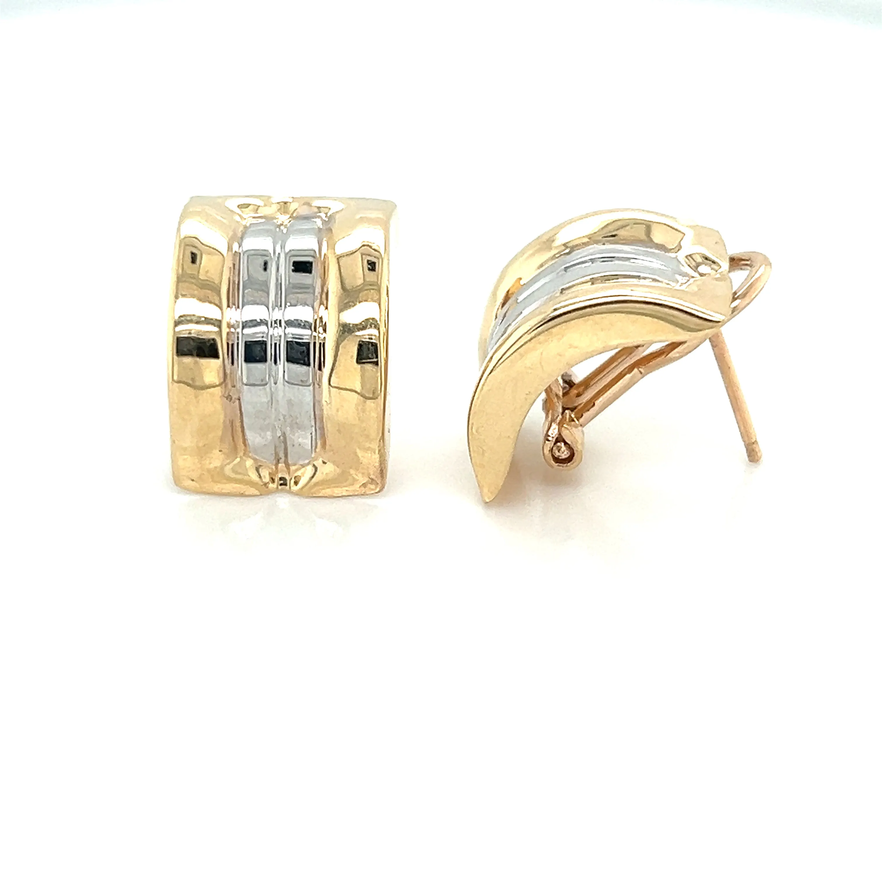 Two Tone Omega Earrings - 75042