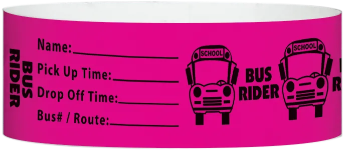 Tyvek® 1" x 10" Bus Rider pattern wristbands
