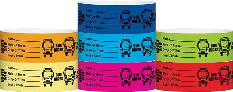 Tyvek® 1" x 10" Bus Rider pattern wristbands