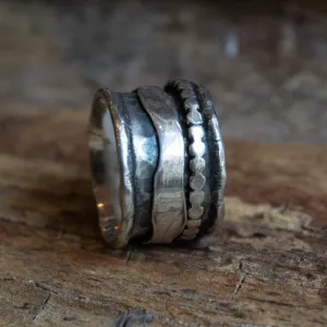 Unisex Silver Band - Blackness Of The Night.