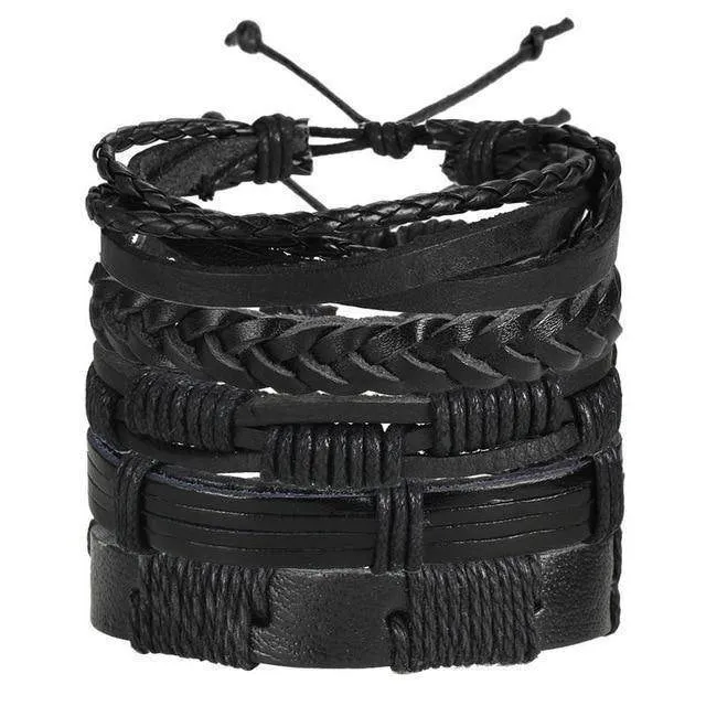 VacationGrabs Black Braided Wristbands for Men