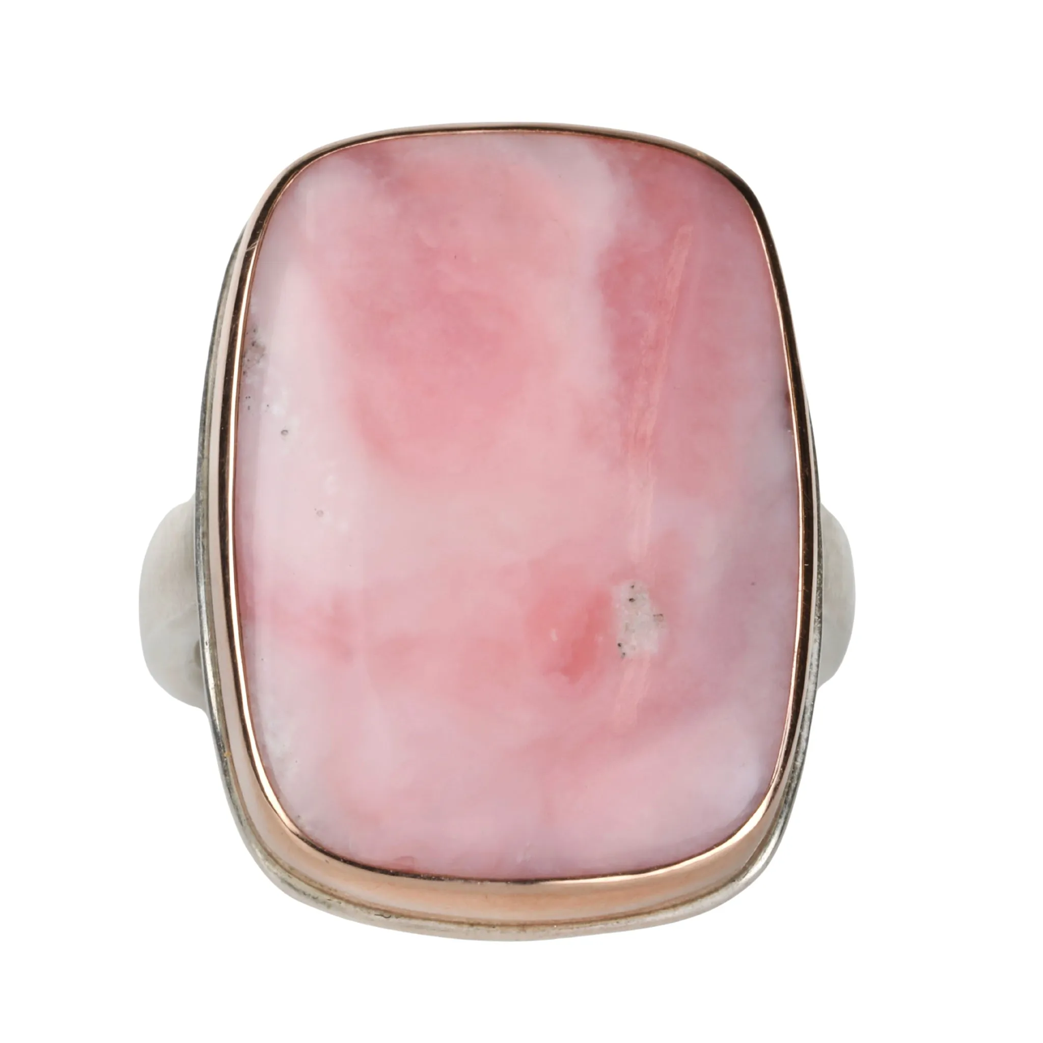 Vertical Rectangular Pink Peruvian Opal Ring